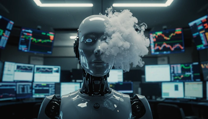 robô trader confuso sobre comprar ou vender ativo